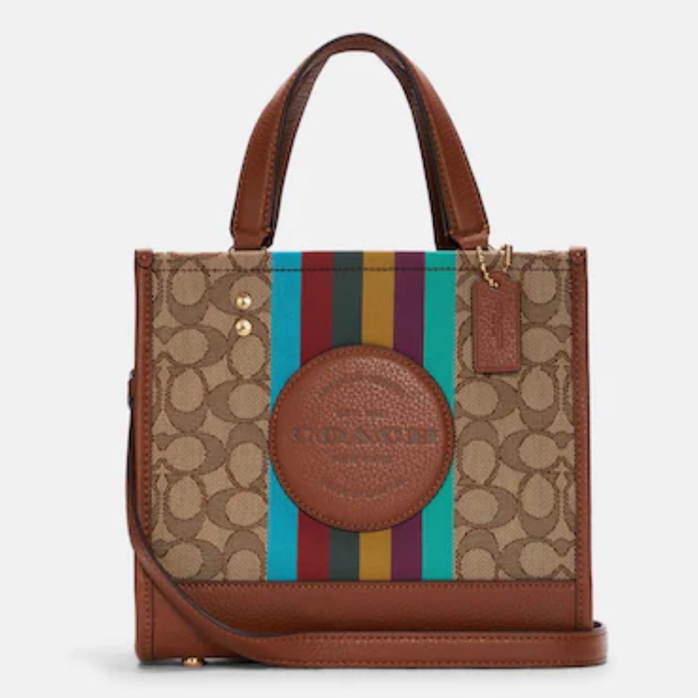 Coach Dempsey Tote 22 In Signature Jacquard With Stri… Gem